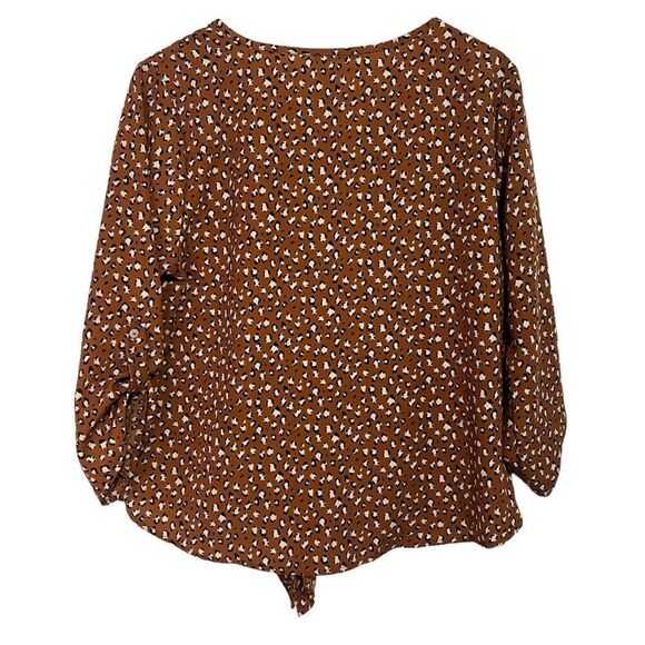 Stitch Fix West Kei Casiya Front Tie Blouse Womens Medium Leopard Animal Print - Picture 3 of 6